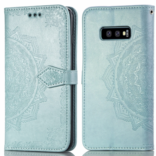 

For Galaxy S10e Halfway Mandala Embossing Pattern Horizontal Flip Leather Case with Holder & Card Slots & Wallet & Lanyard(Green)