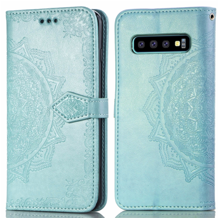

For Galaxy S10 Halfway Mandala Embossing Pattern Horizontal Flip Leather Case with Holder & Card Slots & Wallet & Lanyard(Green)