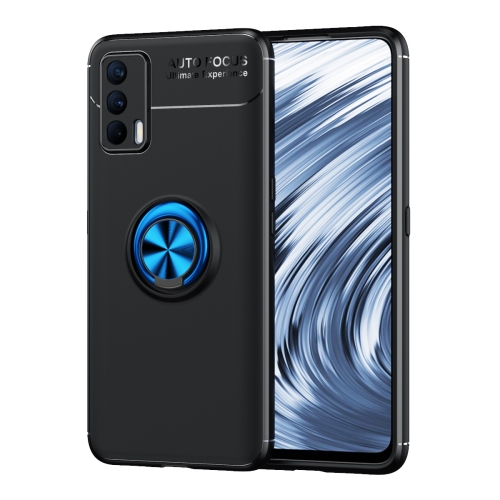 

For OPPO Realme V15 Metal Ring Holder 360 Degree Rotating TPU Case(Black+Blue)