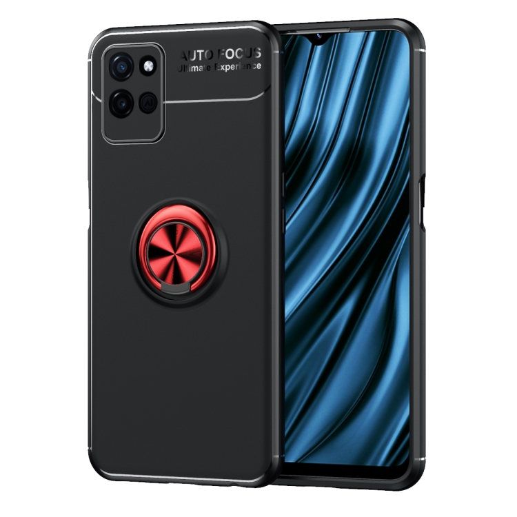 

For OPPO Realme V11 5G Metal Ring Holder 360 Degree Rotating TPU Case(Black+Red)