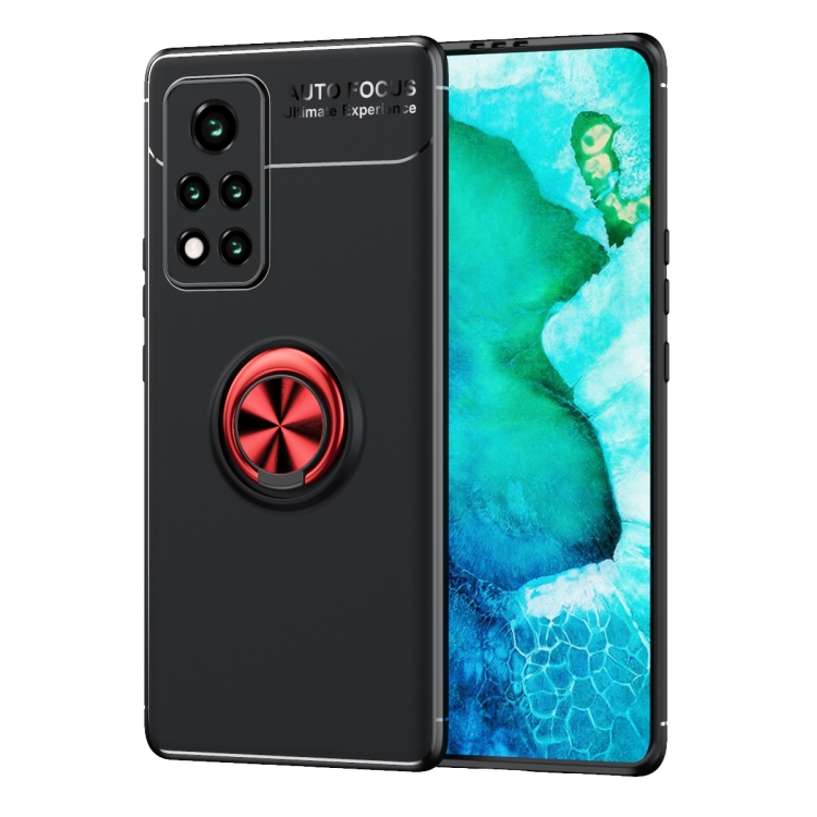 

For Huawei Honor V40 5G Metal Ring Holder 360 Degree Rotating TPU Case(Black+Red)