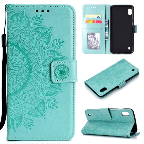

For Samsung Galaxy A10 Totem Flower Embossed Horizontal Flip TPU + PU Leather Case with Holder & Card Slots & Wallet(Green)