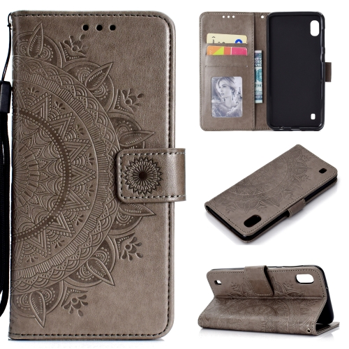 

For Samsung Galaxy A10 Totem Flower Embossed Horizontal Flip TPU + PU Leather Case with Holder & Card Slots & Wallet(Gray)