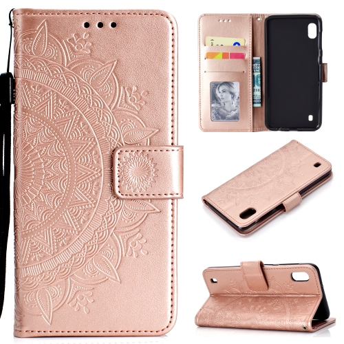 

For Samsung Galaxy A10 Totem Flower Embossed Horizontal Flip TPU + PU Leather Case with Holder & Card Slots & Wallet(Rose Gold)