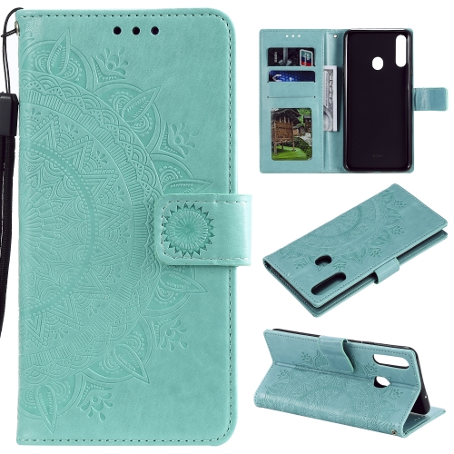 

For Samsung Galaxy A10s Totem Flower Embossed Horizontal Flip TPU + PU Leather Case with Holder & Card Slots & Wallet(Green)