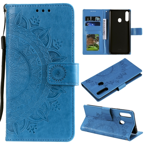 

For Samsung Galaxy A10s Totem Flower Embossed Horizontal Flip TPU + PU Leather Case with Holder & Card Slots & Wallet(Blue)