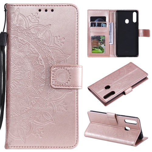 

For Samsung Galaxy A10s Totem Flower Embossed Horizontal Flip TPU + PU Leather Case with Holder & Card Slots & Wallet(Rose Gold)