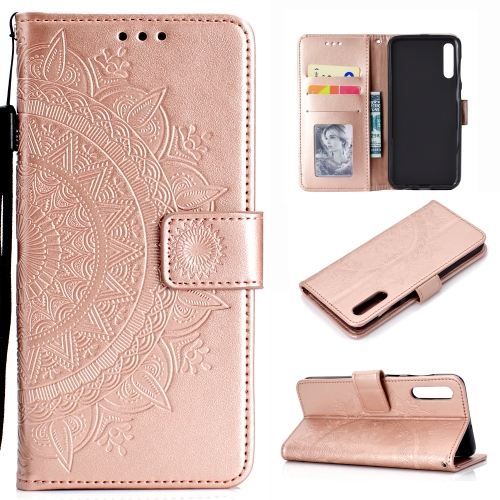 

For Samsung Galaxy A50 Totem Flower Embossed Horizontal Flip TPU + PU Leather Case with Holder & Card Slots & Wallet(Rose Gold)