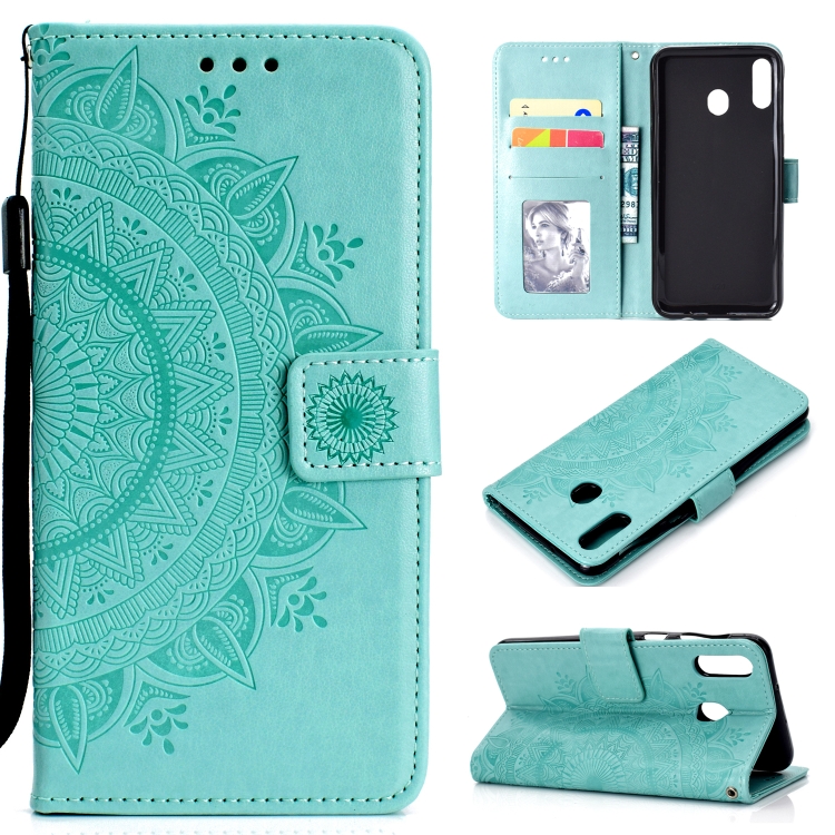 

For Samsung Galaxy A60 Totem Flower Embossed Horizontal Flip TPU + PU Leather Case with Holder & Card Slots & Wallet(Green)