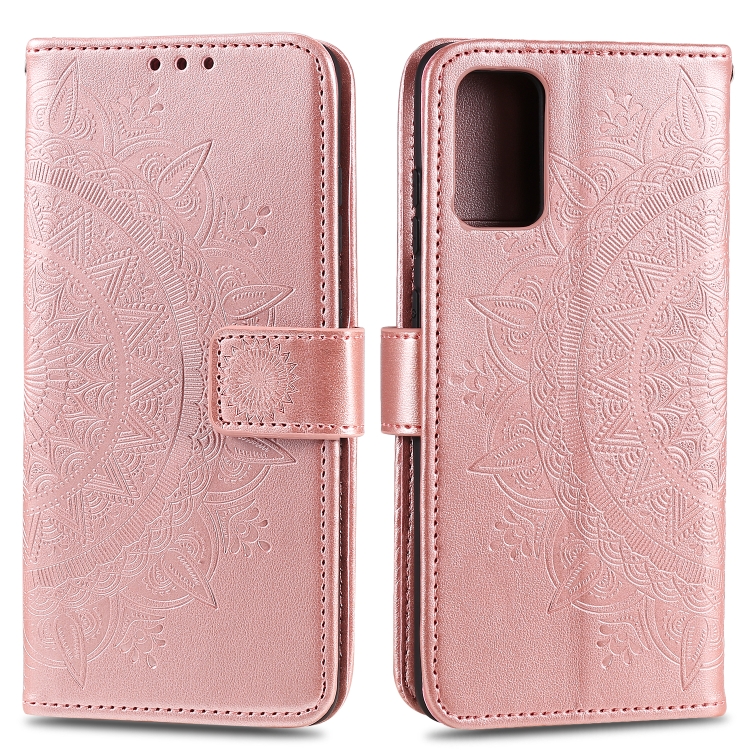 

For Samsung Galaxy M31s Totem Flower Embossed Horizontal Flip TPU + PU Leather Case with Holder & Card Slots & Wallet(Rose Gold)