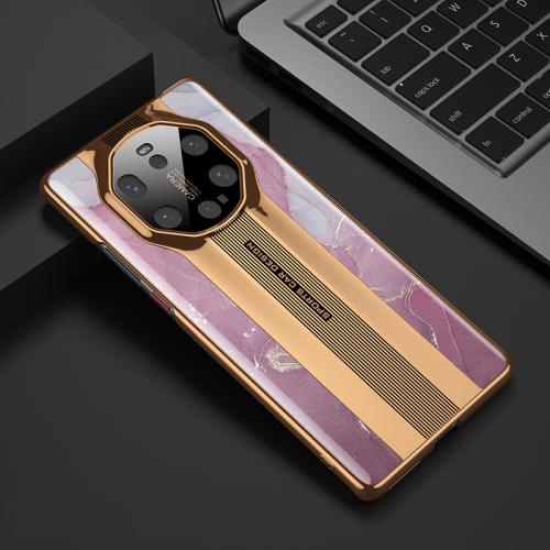 

For Huawei Mate 40 RS Porsche Design GKK Electroplating Painted Glass Case(Purple Pink)