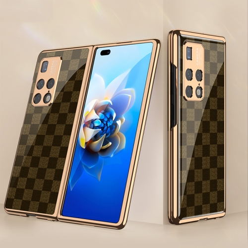 

For Huawei Mate X2 GKK Electroplating Painted 9H Tempered Glass Case(Chess Brown)