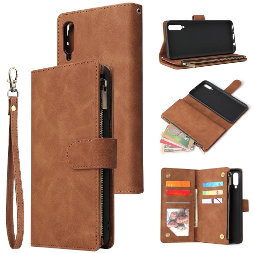 

For Galaxy A70 Multifunctional Retro Frosted Horizontal Flip Leather Case with Card Slot & Holder & Zipper Wallet & Photo Frame & Lanyard(Brown)