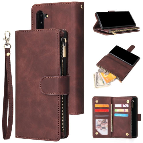 

For Galaxy Note 10 Multifunctional Retro Frosted Horizontal Flip Leather Case with Card Slot & Holder & Zipper Wallet & Photo Frame & Lanyard(Coffee)