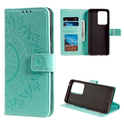 

For Samsung Galaxy Note20 Ultra Totem Flower Embossed Horizontal Flip TPU + PU Leather Case with Holder & Card Slots & Wallet(Green)