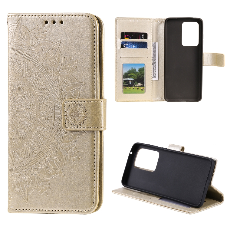 

For Samsung Galaxy Note20 Ultra Totem Flower Embossed Horizontal Flip TPU + PU Leather Case with Holder & Card Slots & Wallet(Gold)