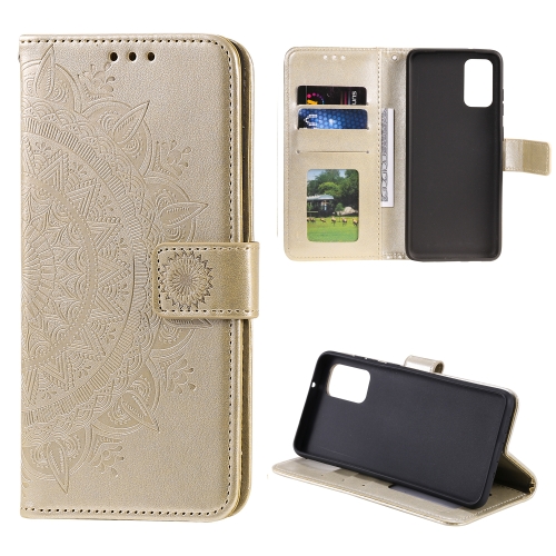 

For Samsung Galaxy S20 Totem Flower Embossed Horizontal Flip TPU + PU Leather Case with Holder & Card Slots & Wallet(Gold)