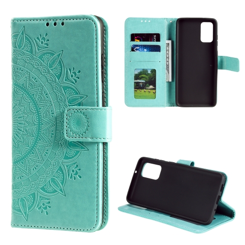 

For Samsung Galaxy S20 FE Totem Flower Embossed Horizontal Flip TPU + PU Leather Case with Holder & Card Slots & Wallet(Green)