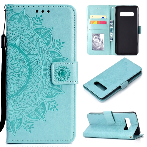 

For Samsung Galaxy S10 Totem Flower Embossed Horizontal Flip TPU + PU Leather Case with Holder & Card Slots & Wallet(Green)