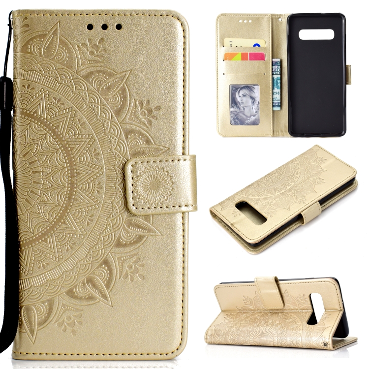 

For Samsung Galaxy S10e Totem Flower Embossed Horizontal Flip TPU + PU Leather Case with Holder & Card Slots & Wallet(Gold)