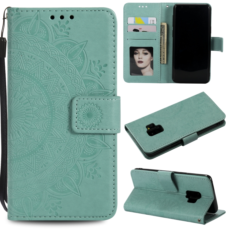 

For Samsung Galaxy S9 Totem Flower Embossed Horizontal Flip TPU + PU Leather Case with Holder & Card Slots & Wallet(Green)