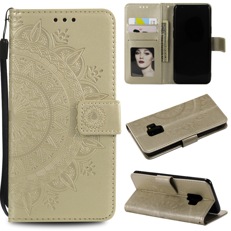 

For Samsung Galaxy S9 Totem Flower Embossed Horizontal Flip TPU + PU Leather Case with Holder & Card Slots & Wallet(Gold)