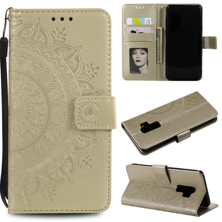 

For Samsung Galaxy S9 Plus Totem Flower Embossed Horizontal Flip TPU + PU Leather Case with Holder & Card Slots & Wallet(Gold)