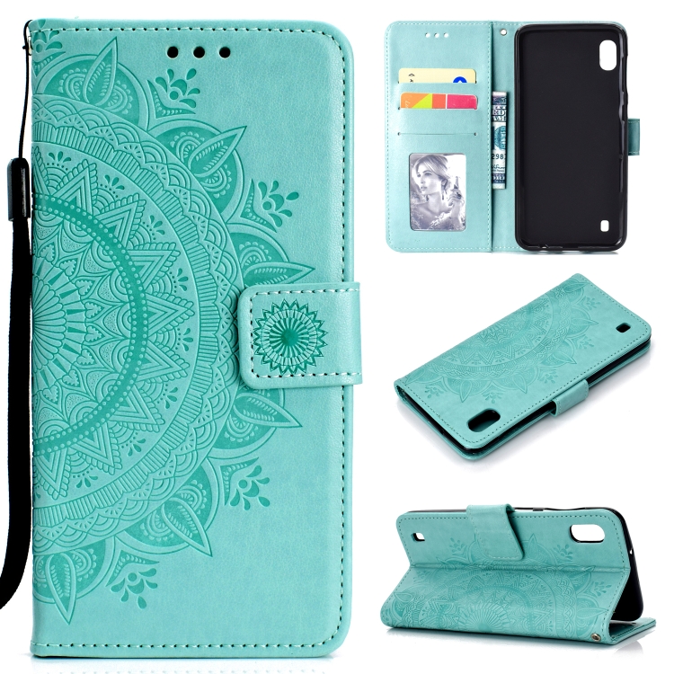 

For Samsung Galaxy A01 Totem Flower Embossed Horizontal Flip TPU + PU Leather Case with Holder & Card Slots & Wallet(Green)