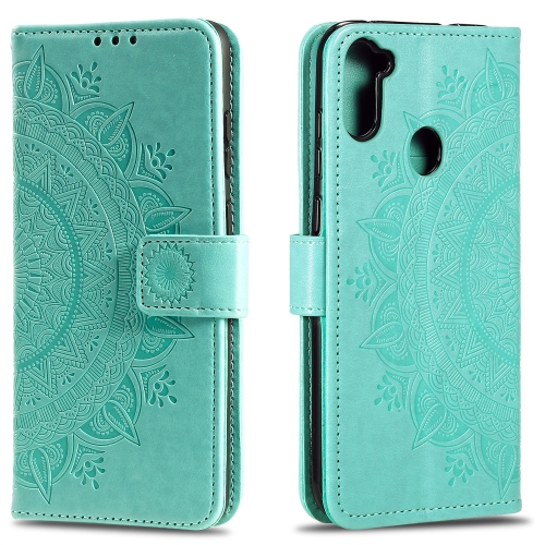 

For Samsung Galaxy A11 Totem Flower Embossed Horizontal Flip TPU + PU Leather Case with Holder & Card Slots & Wallet(Green)