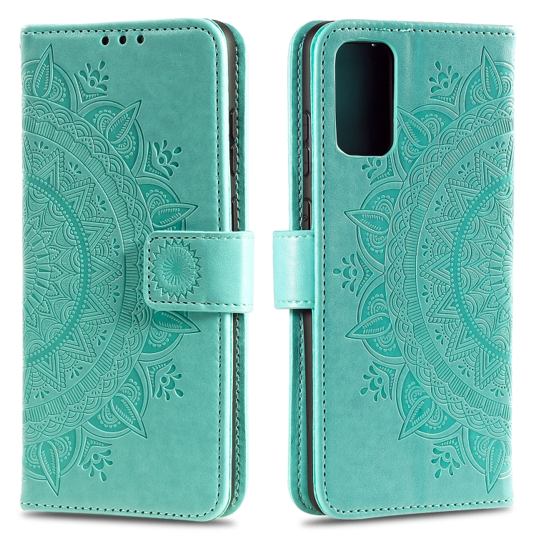 

For Samsung Galaxy A41 Totem Flower Embossed Horizontal Flip TPU + PU Leather Case with Holder & Card Slots & Wallet(Green)