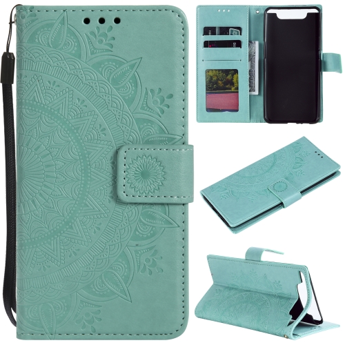 

For Samsung Galaxy A80 / A90 Totem Flower Embossed Horizontal Flip TPU + PU Leather Case with Holder & Card Slots & Wallet(Green)