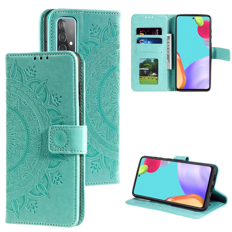 

For Samsung Galaxy A72 5G / 4G Totem Flower Embossed Horizontal Flip TPU + PU Leather Case with Holder & Card Slots & Wallet(Green)