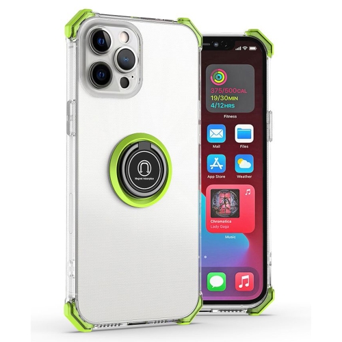 

Hyun Shadow High-transparent Anti-fall TPU Protective Case with Ring Bracket For iPhone 11 Pro(Bright Green)