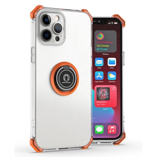 

Hyun Shadow High-transparent Anti-fall TPU Protective Case with Ring Bracket For iPhone 12 Pro(Orange)