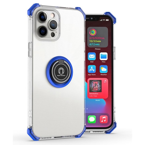 

Hyun Shadow High-transparent Anti-fall TPU Protective Case with Ring Bracket For iPhone 12 Pro(Blue)