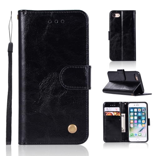 

For iPhone 6 / 6s Retro Copper Buckle Crazy Horse Horizontal Flip PU Leather Case with Holder & Card Slots & Wallet & Lanyard(Black)