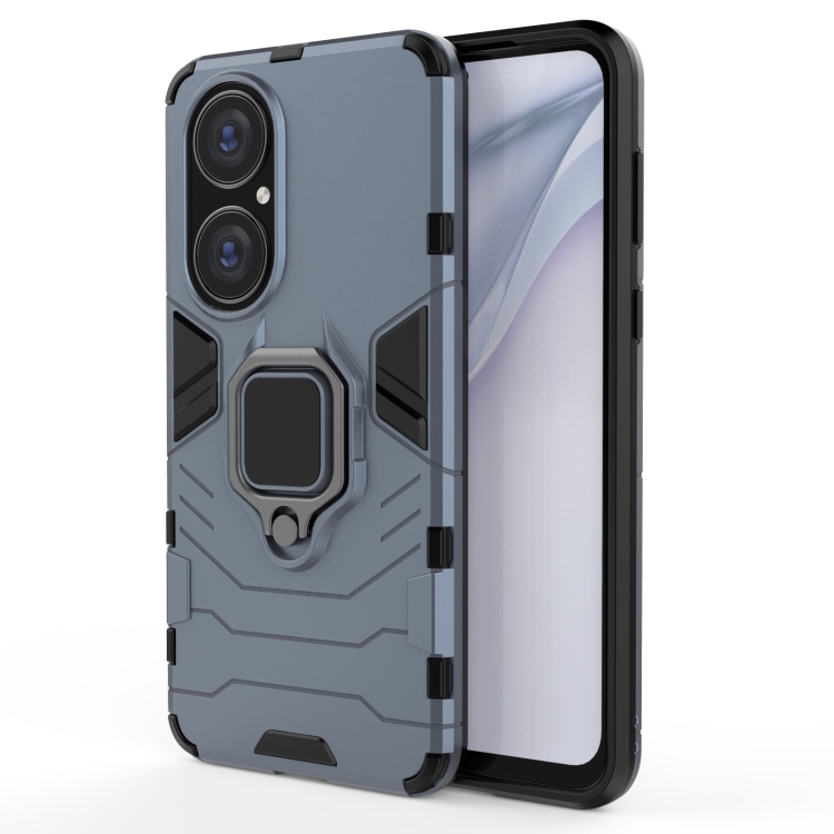 

For Huawei P50 PC + TPU Shockproof Protective Case with Magnetic Ring Holder(Navy Blue)