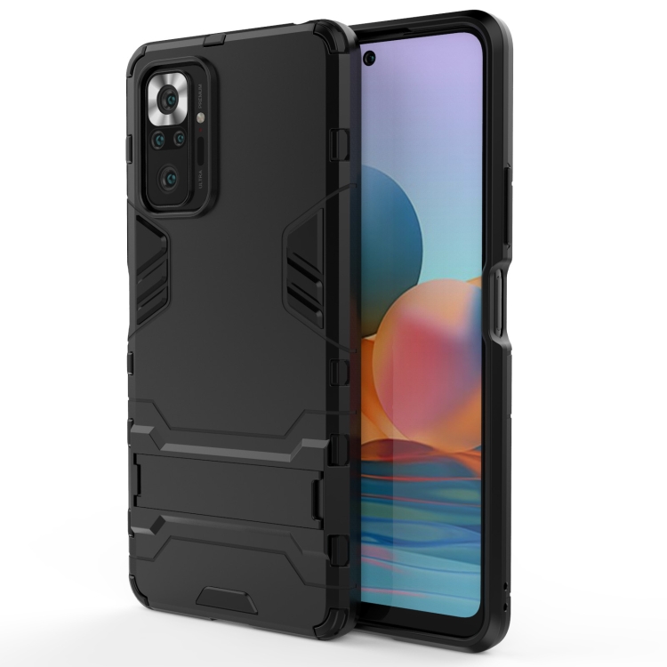 

For Xiaomi Redmi Note 10 Pro Shockproof PC + TPU Protective Case with Hidden Holder(Black)