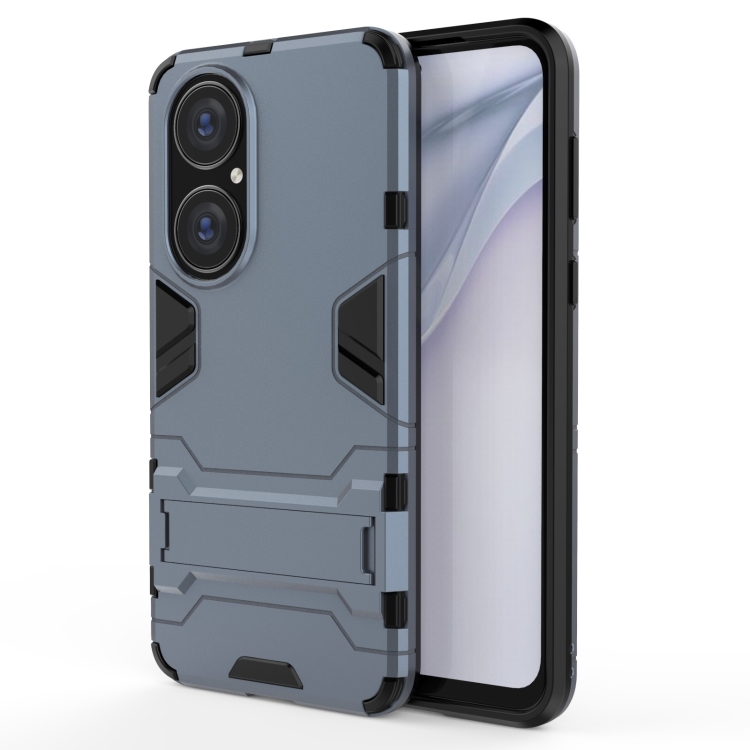 

For Huawei P50 Shockproof PC + TPU Protective Case with Hidden Holder(Navy Blue)