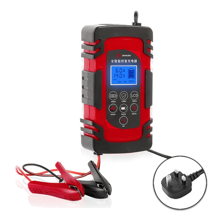 

DEMUDA DC-80 Car Battery Charger 12V/24V Intelligent Pulse Repair Type Lead-acid Battery, Plug Type:UK Plug(Red)