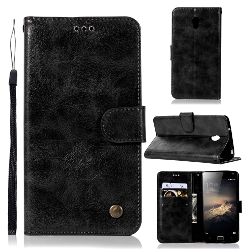 

For Lenovo Vibe P1 Retro Copper Button Crazy Horse Horizontal Flip PU Leather Case with Holder & Card Slots & Wallet & Lanyard(Black)