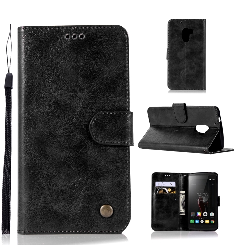 

For Lenovo A7010 Retro Copper Button Crazy Horse Horizontal Flip PU Leather Case with Holder & Card Slots & Wallet & Lanyard(Black)