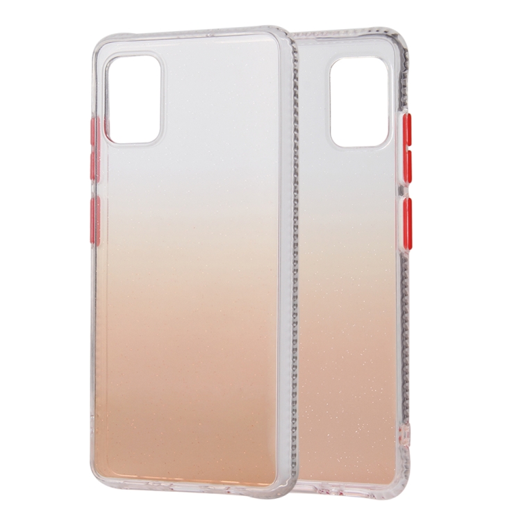 

For Samsung Galaxy A71 5G Gradient Shockproof TPU + Acrylic Case with Detachable Buttons(Orange)