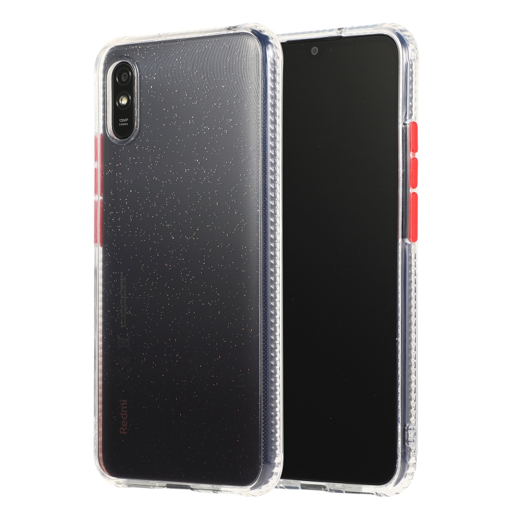 

For Xiaomi Redmi 9A Gradient Shockproof TPU + Acrylic Case with Detachable Buttons(Brown)