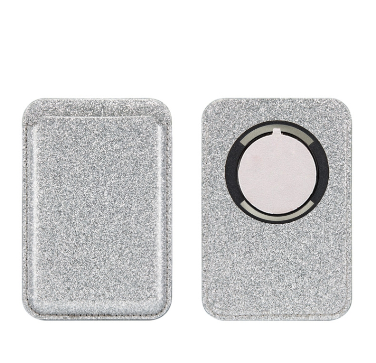 

Glitter Powder Leather Wallet Pouch Card Holder Card Case(Silver)