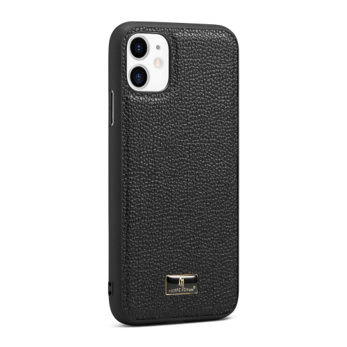 

Fierre Shann Leather Texture Phone Back Cover Case For iPhone 11 Pro(Lychee Black)