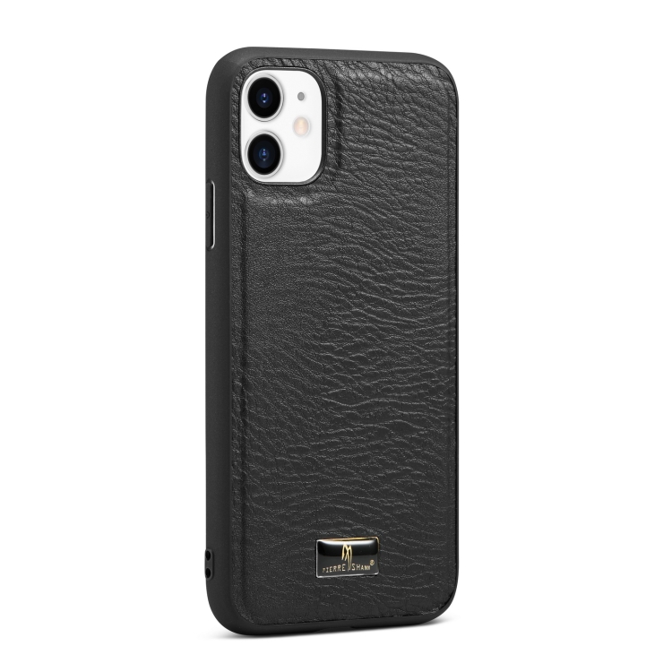 

Fierre Shann Leather Texture Phone Back Cover Case For iPhone 11 Pro(Cowhide Black)