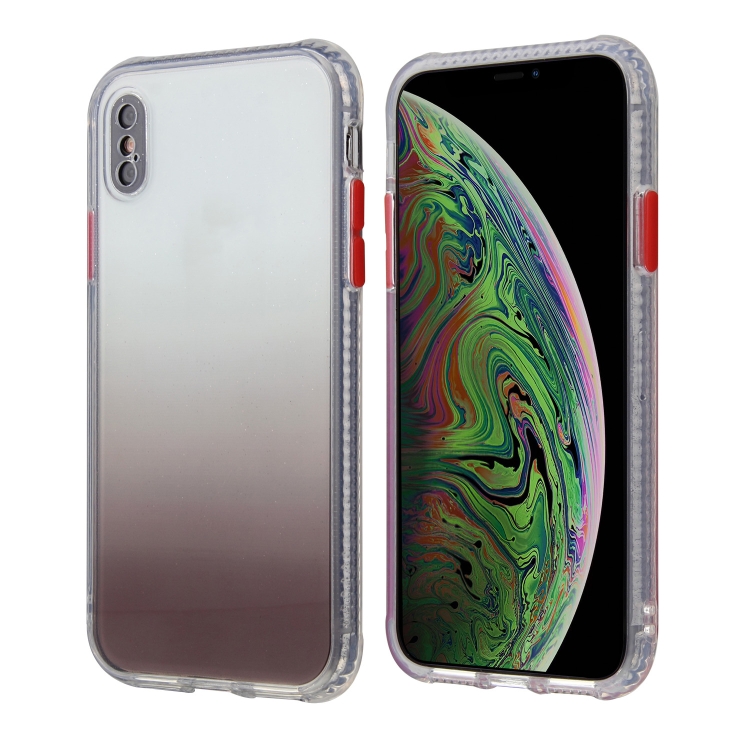

Gradient Shockproof TPU + Acrylic Case with Detachable Buttons For iPhone XS / X(Brown)