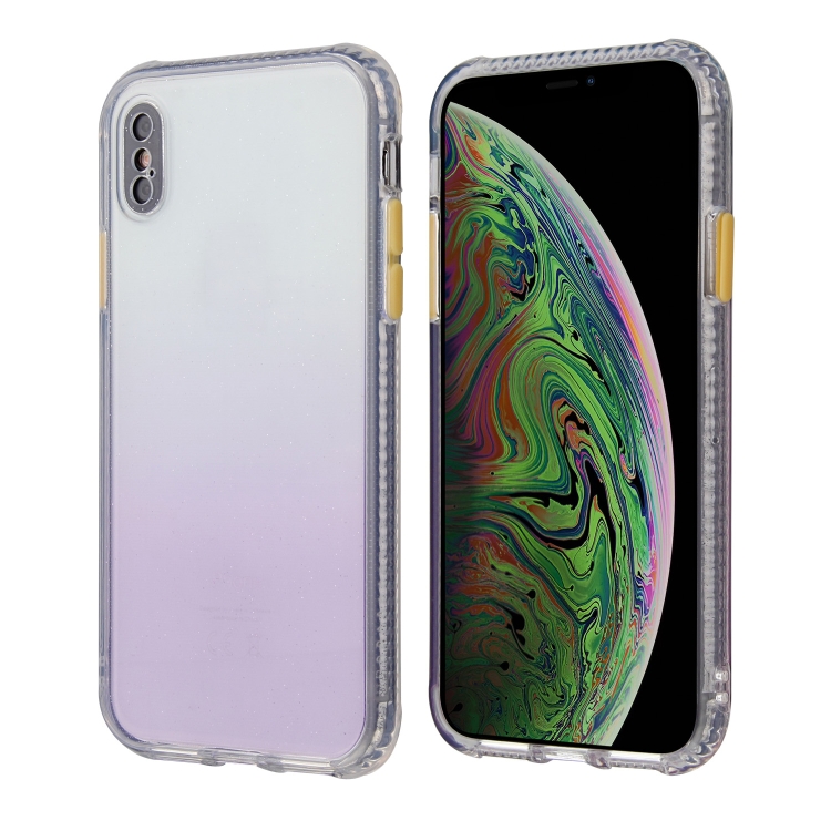 

Gradient Shockproof TPU + Acrylic Case with Detachable Buttons For iPhone XS Max(Purple)