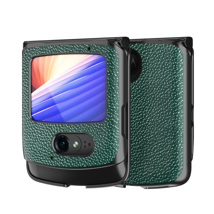 

For Motorola Razr 2019 Leather Texture + PC Full Coverge Folding Case(Green Litchi Texture)